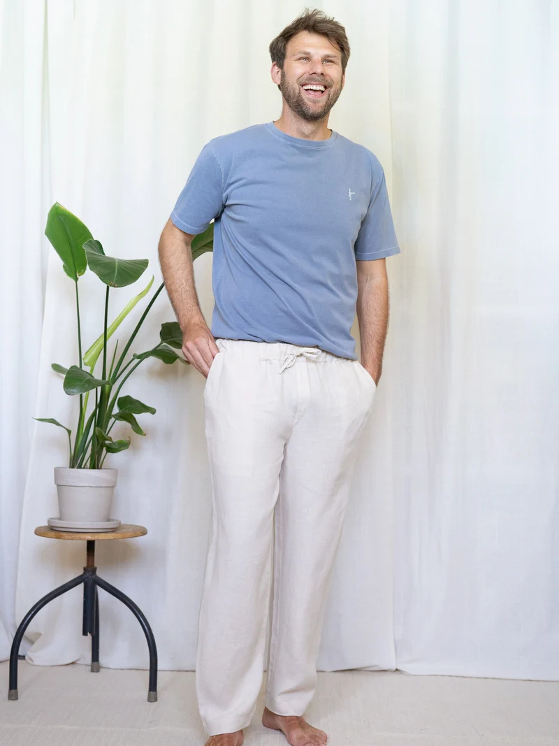 Männer Leinenhose - cremeweiß