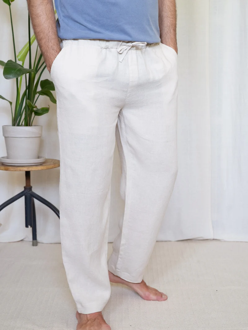 Männer Leinenhose - cremeweiß