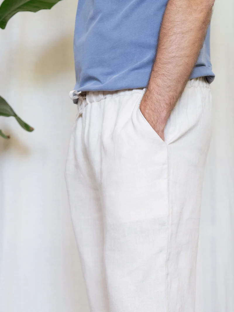 Männer Leinenhose - cremeweiß