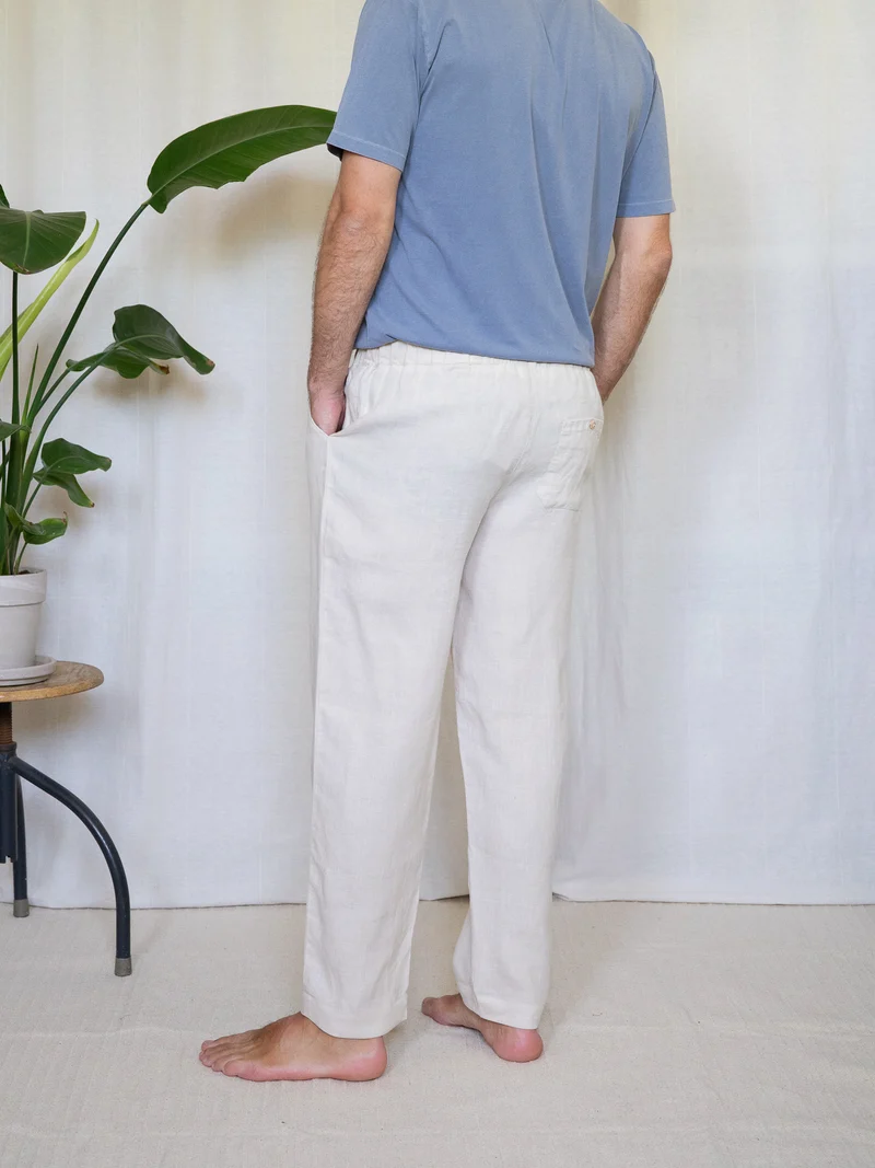 Männer Leinenhose - cremeweiß