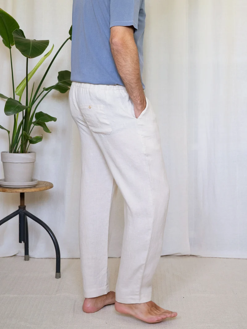 Männer Leinenhose - cremeweiß