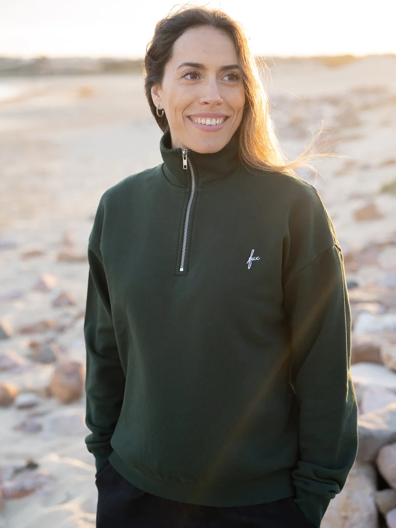 Frauen fux Half Zip Sweater - grün
