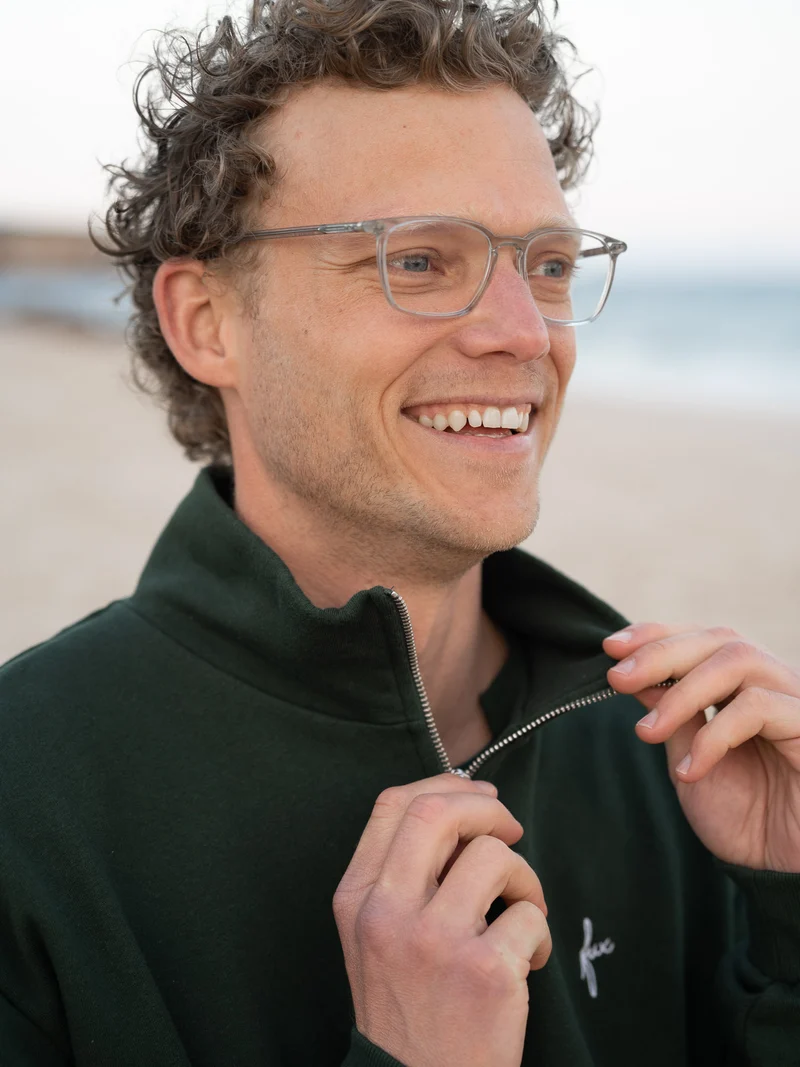 Männer fux Half Zip Sweater - grün