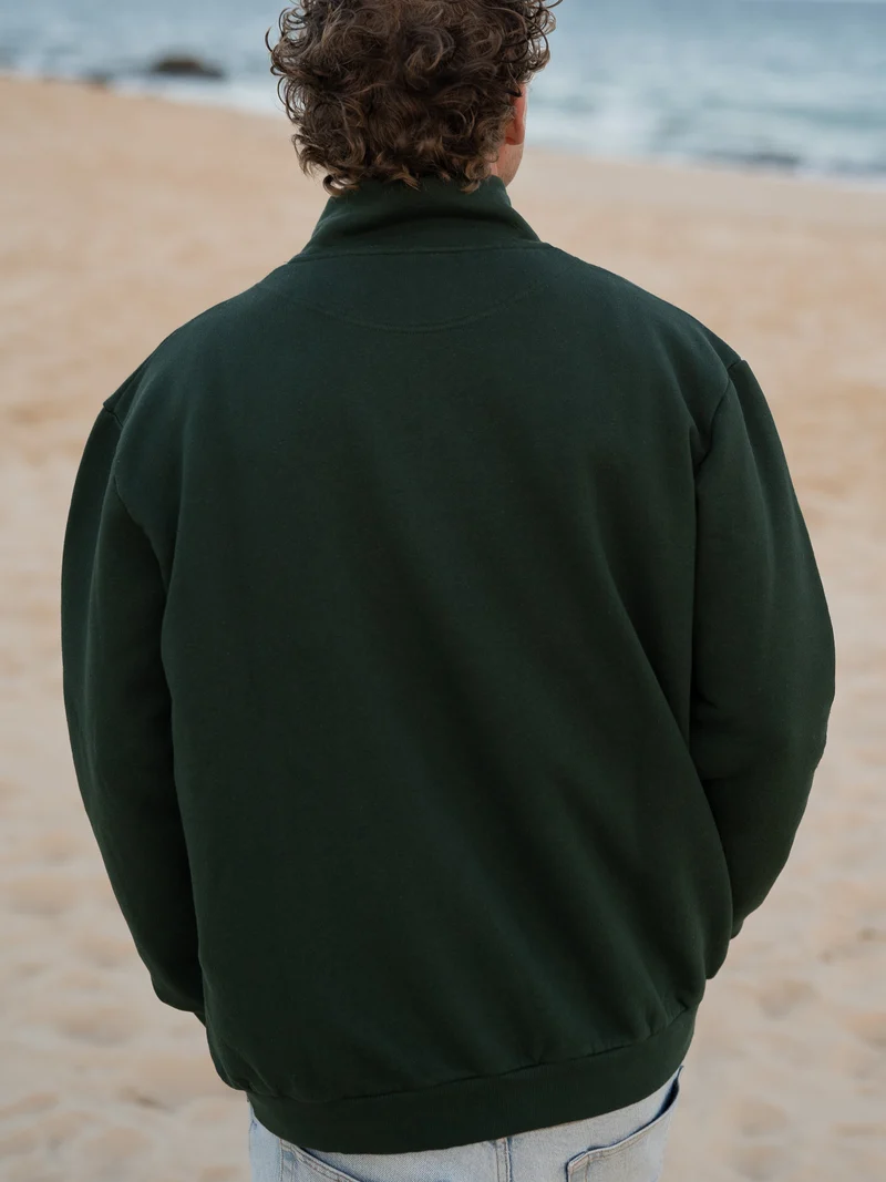 Männer fux Half Zip Sweater - grün