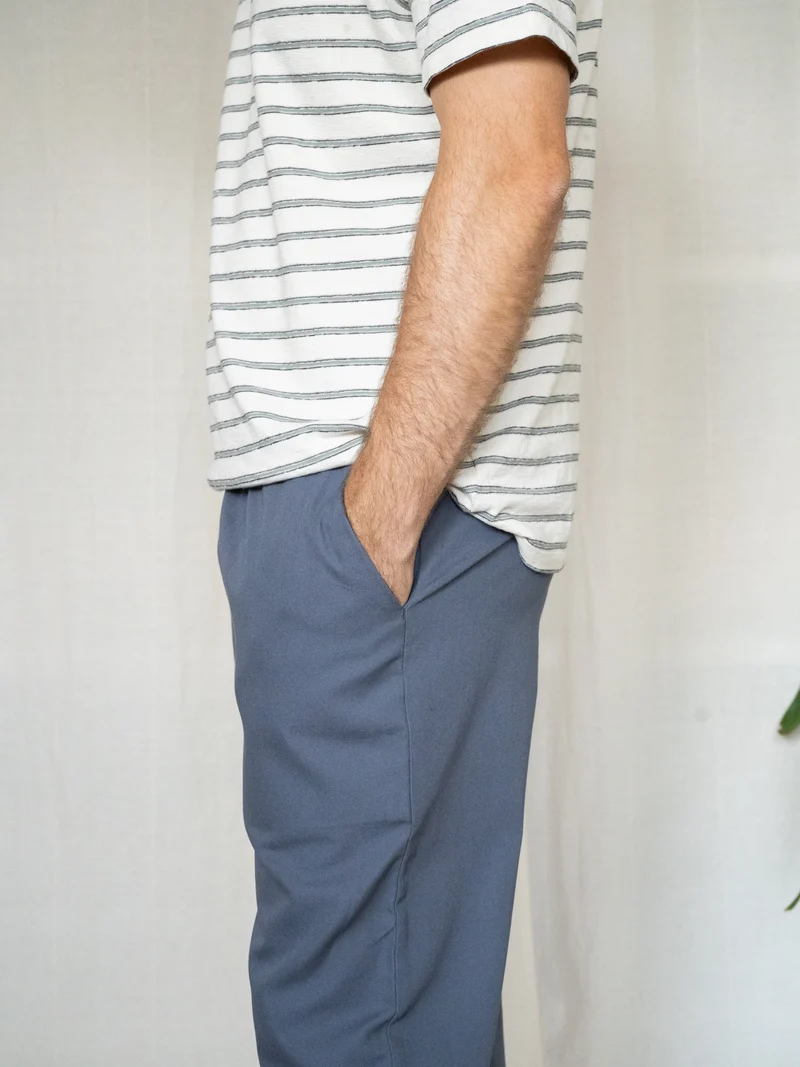 Männer Stoffhose - blaugrau