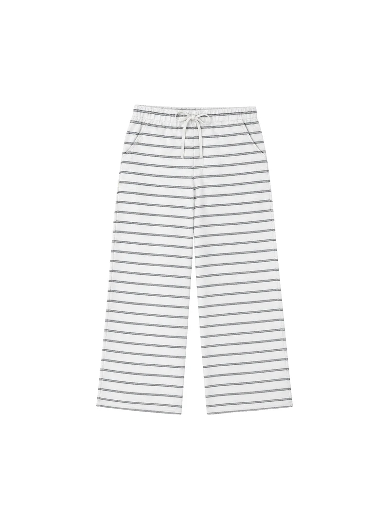 Gestreifte Frauen Hose Milos - cremeweiß salbei