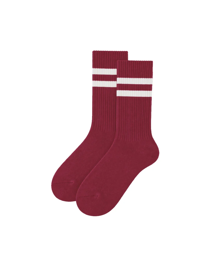Retro Tennissocken - bordeaux creme