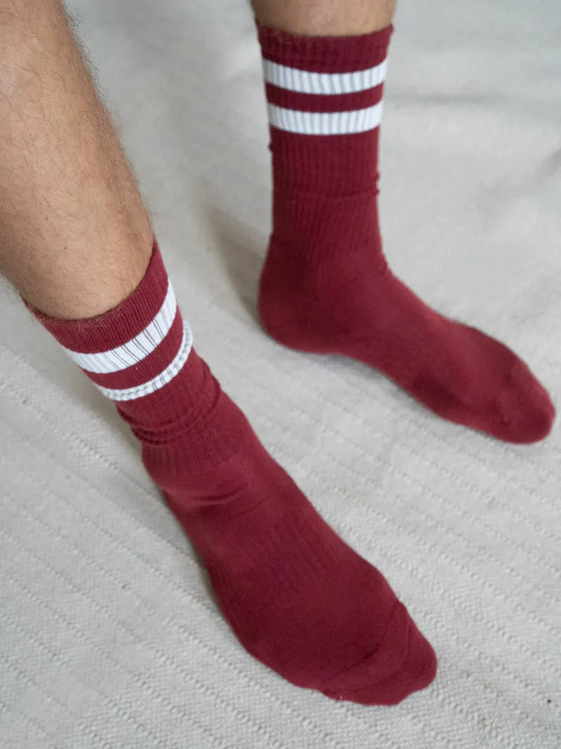 Retro Tennissocken - bordeaux creme