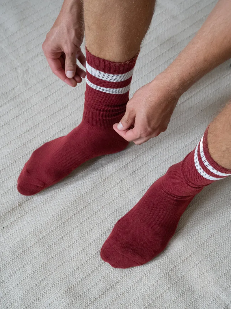 Retro Tennissocken - bordeaux creme