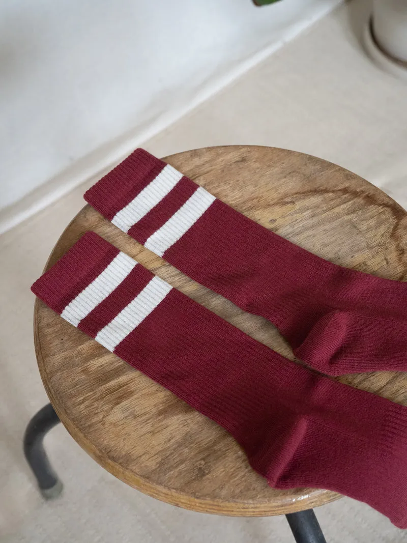 Retro Tennissocken - bordeaux creme