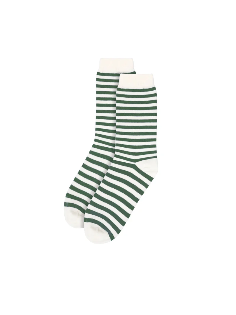 Streifensocken - creme grün | 2er Pack