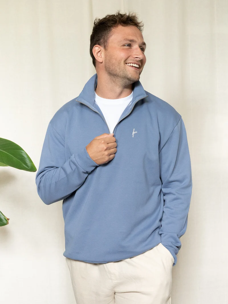 Männer fux Half Zip Sweater - hellblau