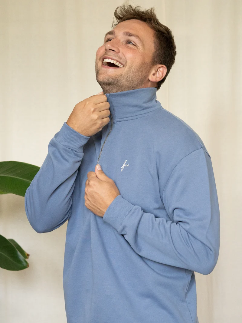 Männer fux Half Zip Sweater - hellblau