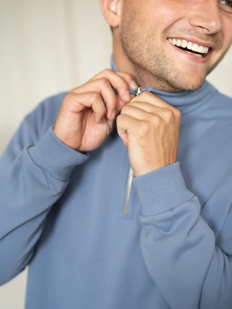 Männer fux Half Zip Sweater - hellblau