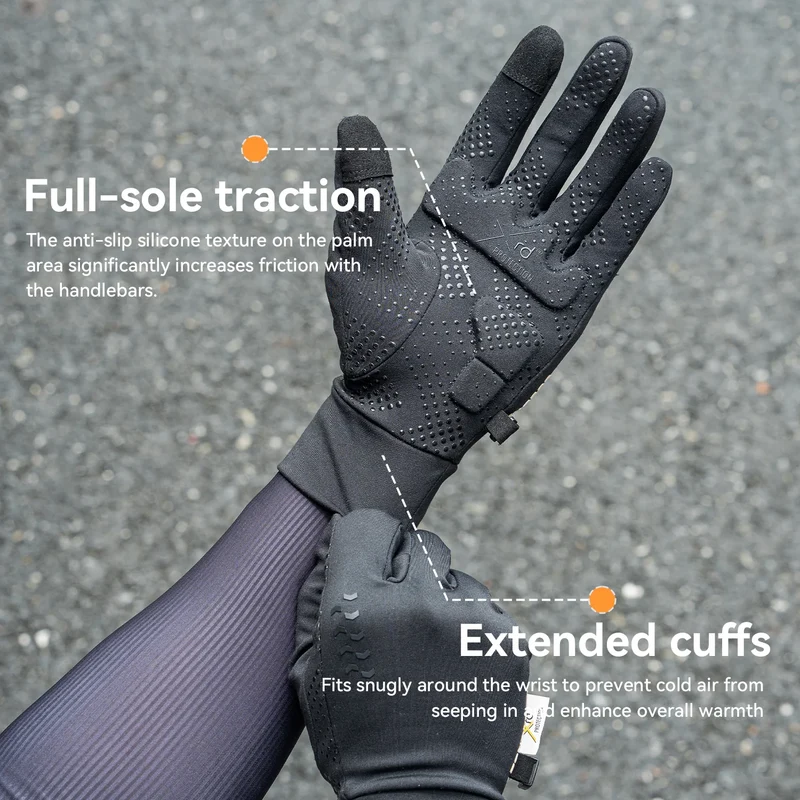 ROCKBROS ThermoGrip Shock - Gefütterte Winter Fahrradhandschuhe Lang