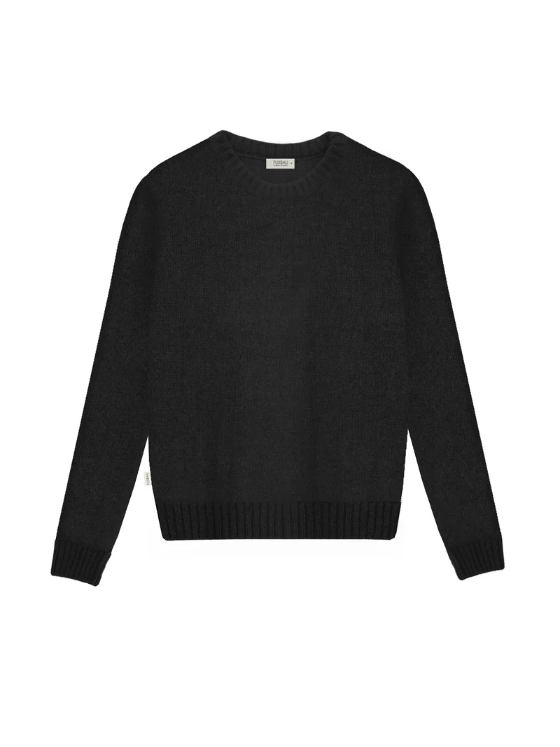 Frauen Merino Strickpullover - schwarz