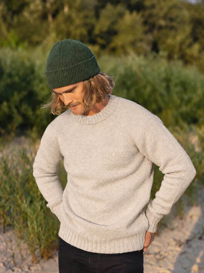 Männer Merino Strickpullover - beigemeliert