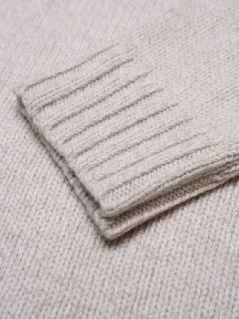 Männer Merino Strickpullover - beigemeliert