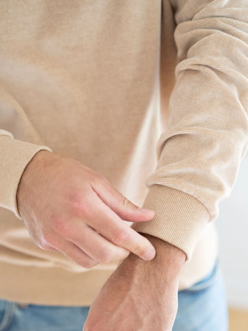 Männer Samt Pullover - beige gelb geriffelt