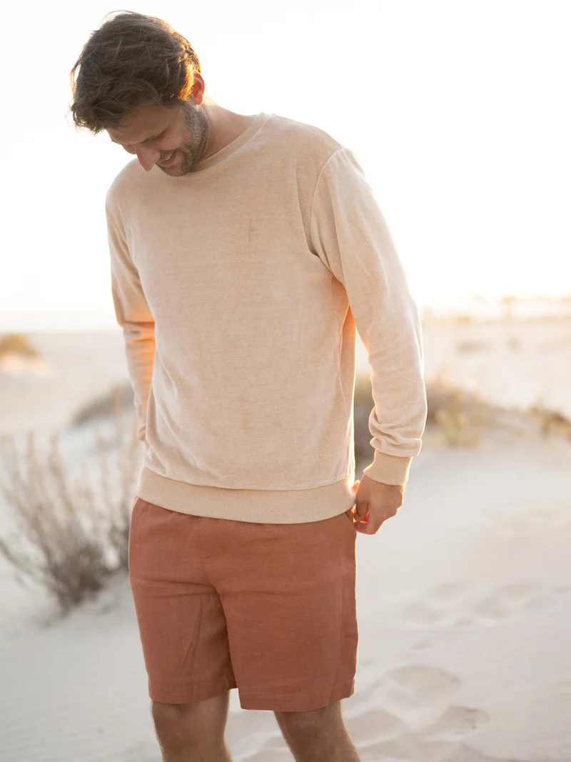 Männer Samt Pullover - beige gelb geriffelt
