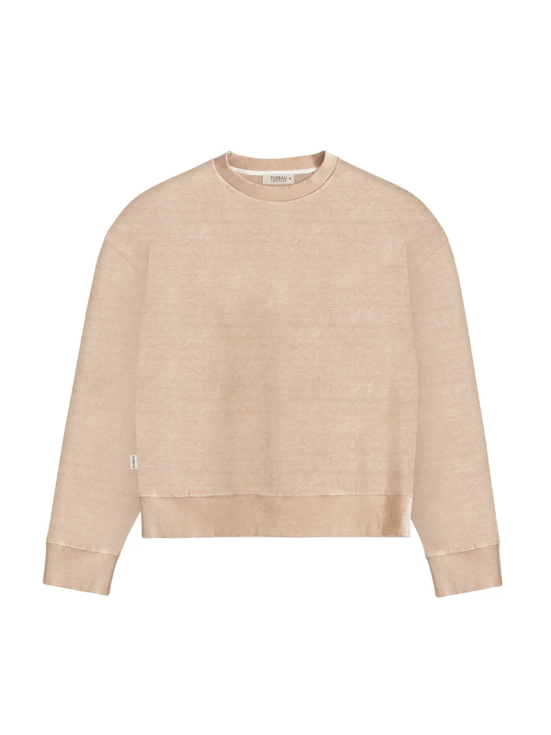 Frauen Samt Oversize Pullover - beige gelb geriffelt