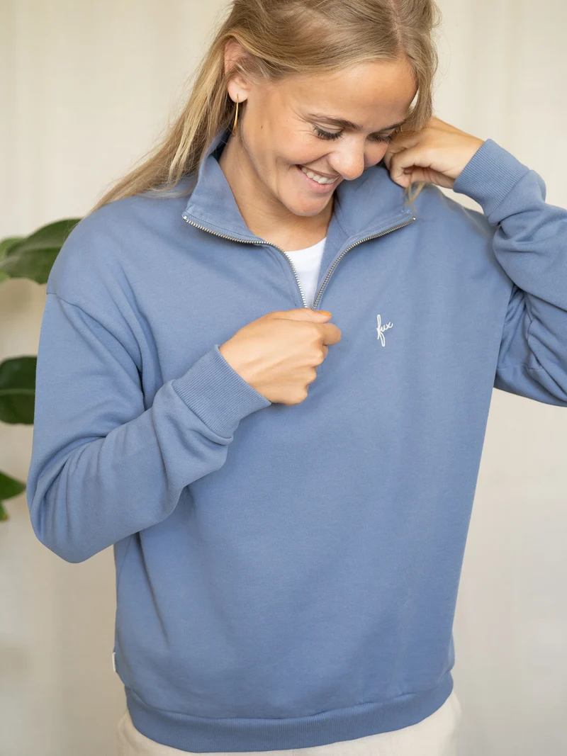 Frauen fux Half Zip Sweater - hellblau