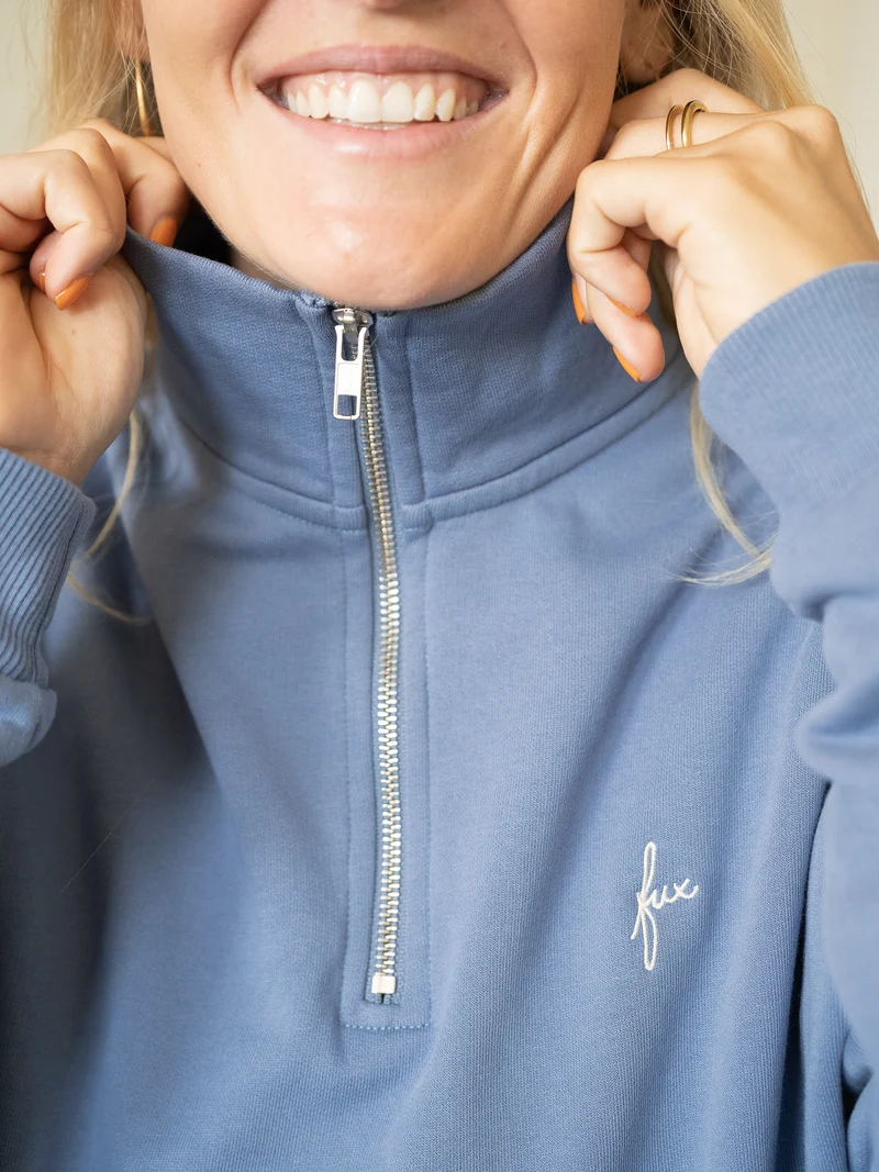 Frauen fux Half Zip Sweater - hellblau