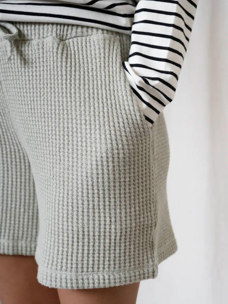 Frauen Waffelstrick Shorts - salbei