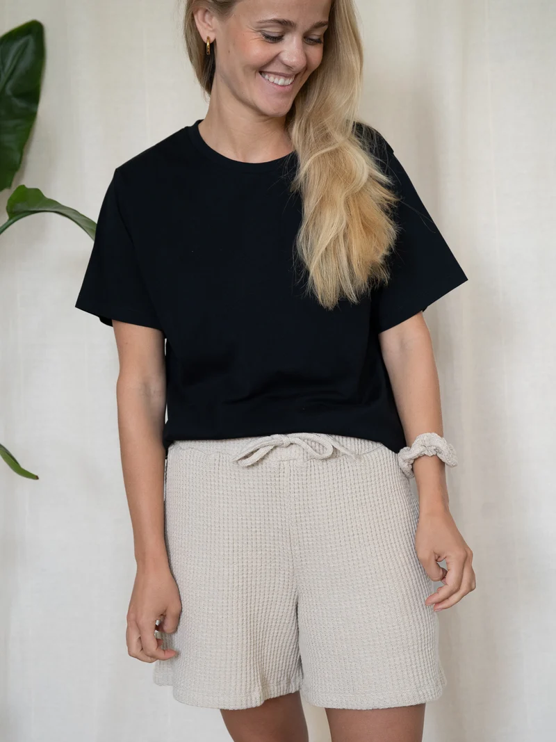 Frauen Waffelstrick Shorts - beige