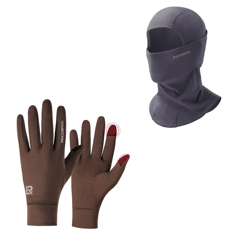 ROCKBROS Winter Set: Sturmhaube & Fahrradhandschuhe Touchscreen