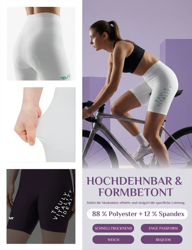 TVI Damen Fahrradhose Zonen-Polsterung (5-6h)