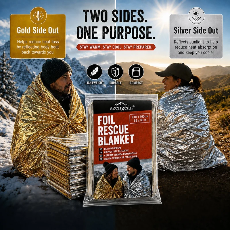 Emergency Rescue Foil Blankets (10 Pack), Thermal Mylar, Waterproof