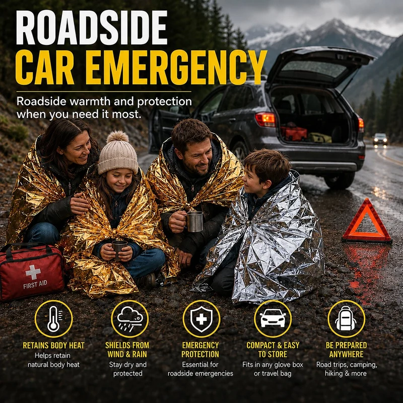 Emergency Rescue Foil Blankets (10 Pack), Thermal Mylar, Waterproof