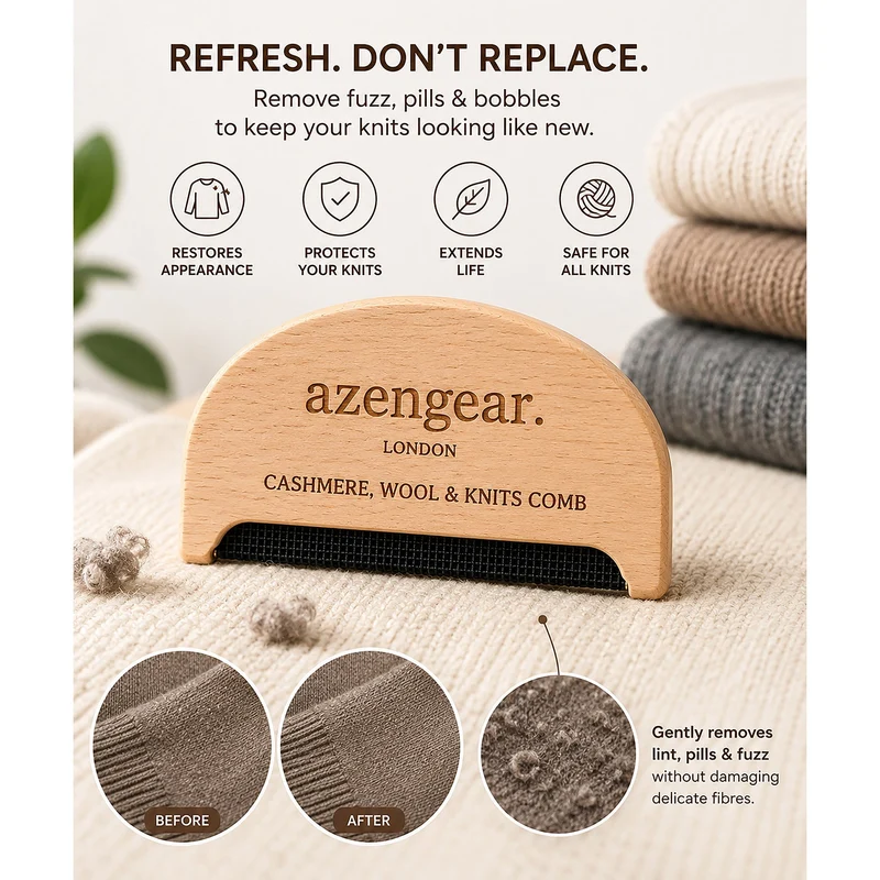 Cashmere Comb, Sweater Comb to Remove Pills, Lint, Fuzz from Clothing