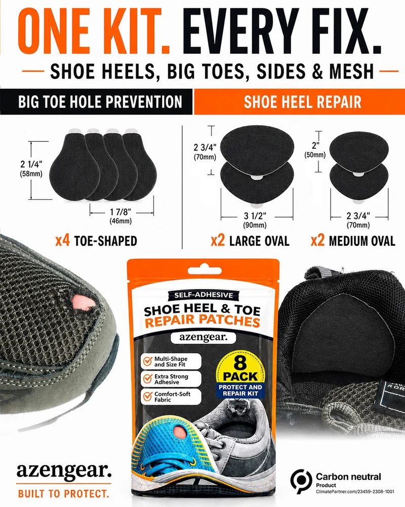 Shoe Heel Repair & Big Toe Hole Preventer Patch Kit