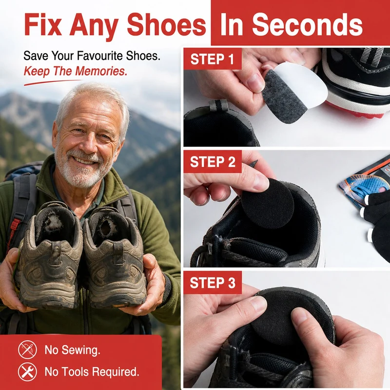 Shoe Heel Repair & Big Toe Hole Preventer Patch Kit