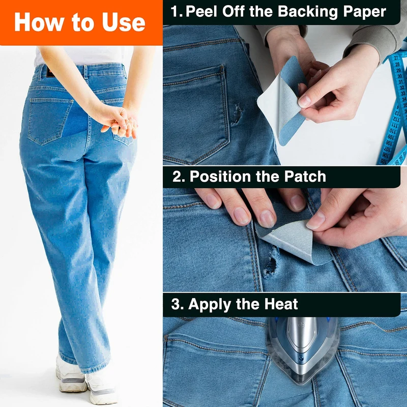 Iron-On Denim Repair Patches for Jeans (10 Pack)