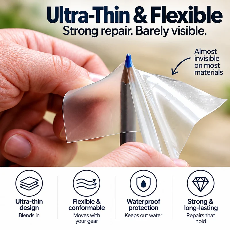 Clear Tenacious Waterproof Tape for Tents, Jackets, Inflatables, PVC