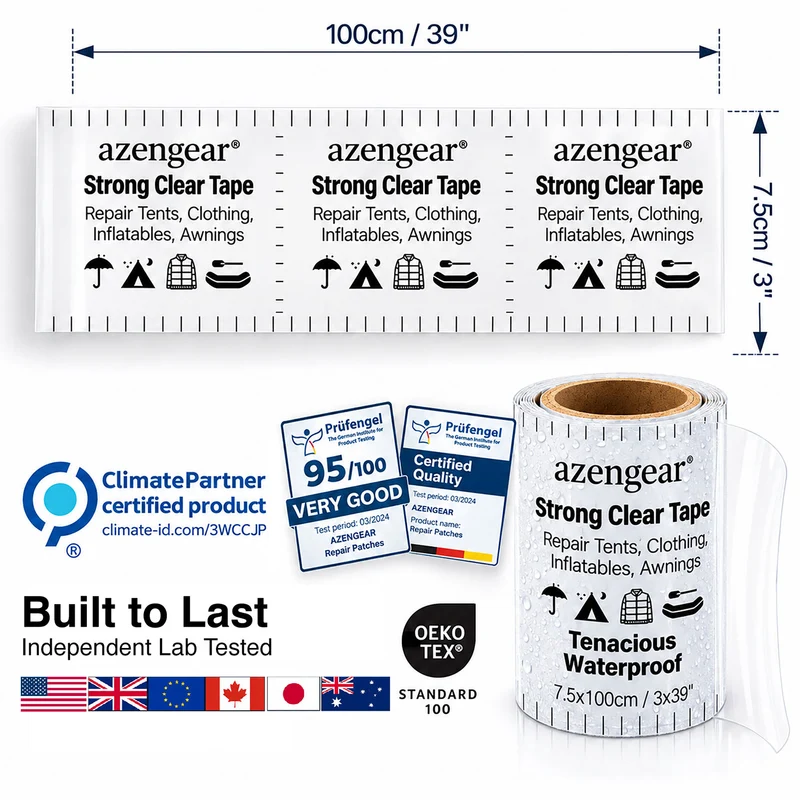 Clear Tenacious Waterproof Tape for Tents, Jackets, Inflatables, PVC