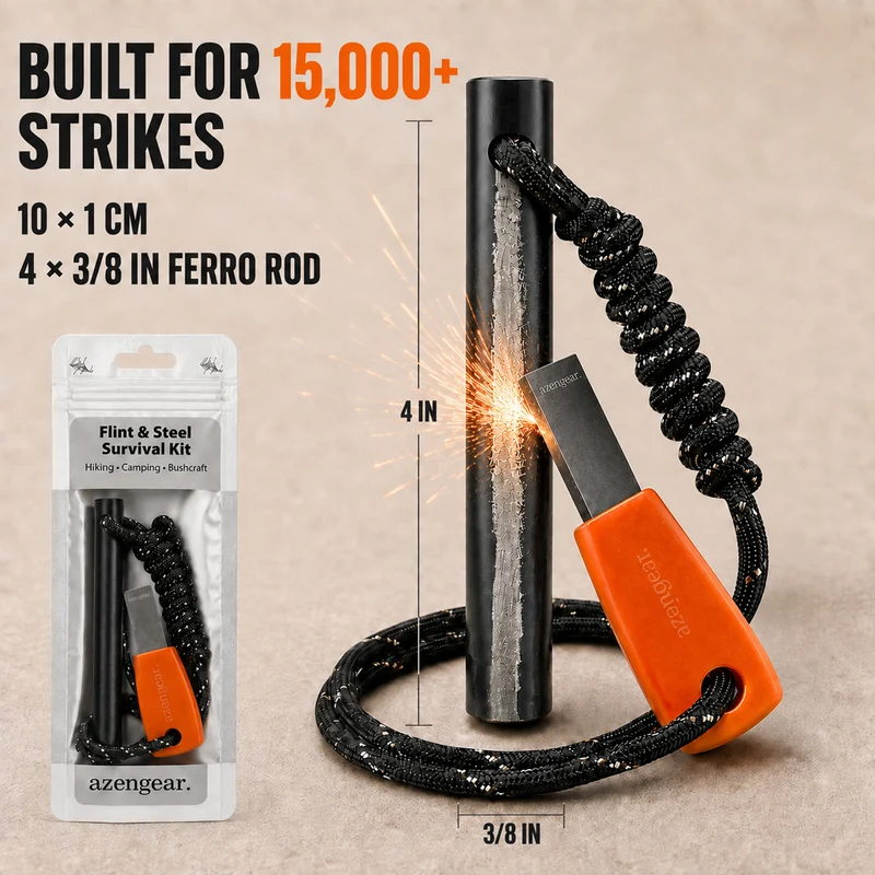 Ferro Rod, Firesteel, Fire Starter Kit (10cm x ⌀1cm)