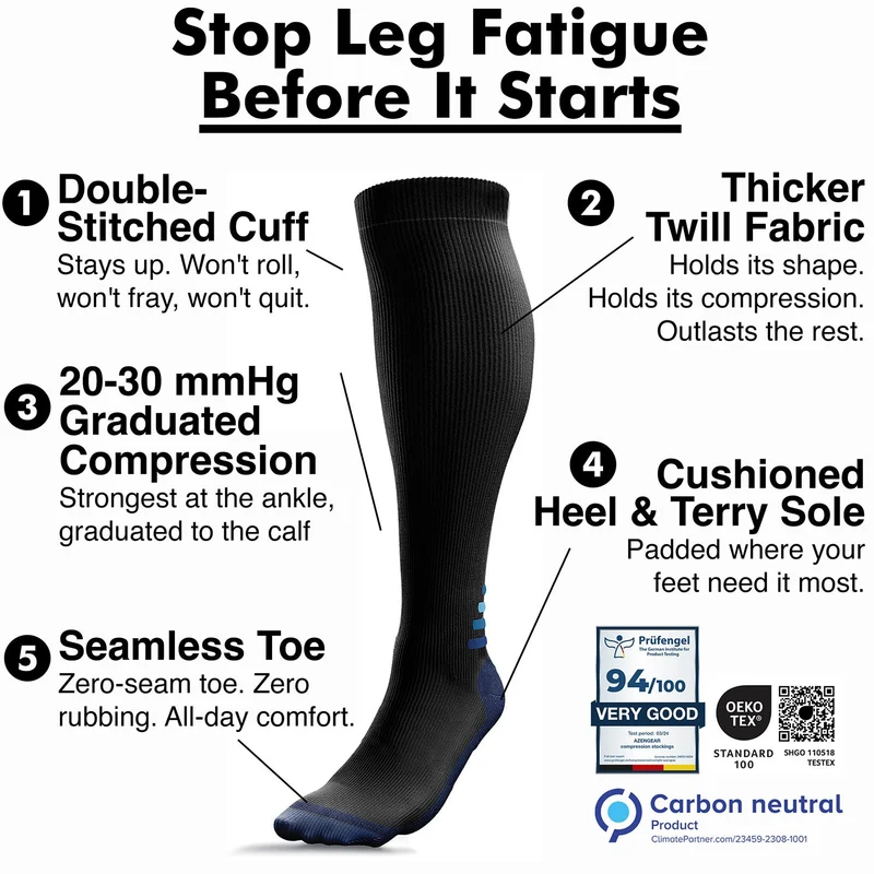 Compression Socks for Women & Men, Knee-High Flight Socks