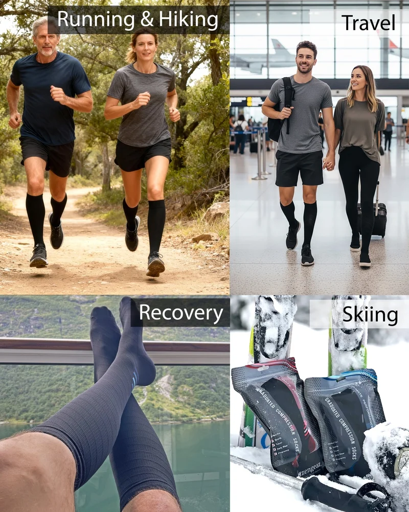 Compression Socks for Women & Men, Knee-High Flight Socks