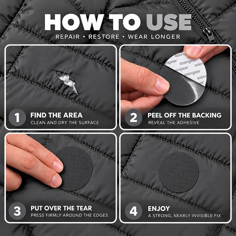 Self-Adhesive Puffer Jacket Repair Patches (30+ Colours)