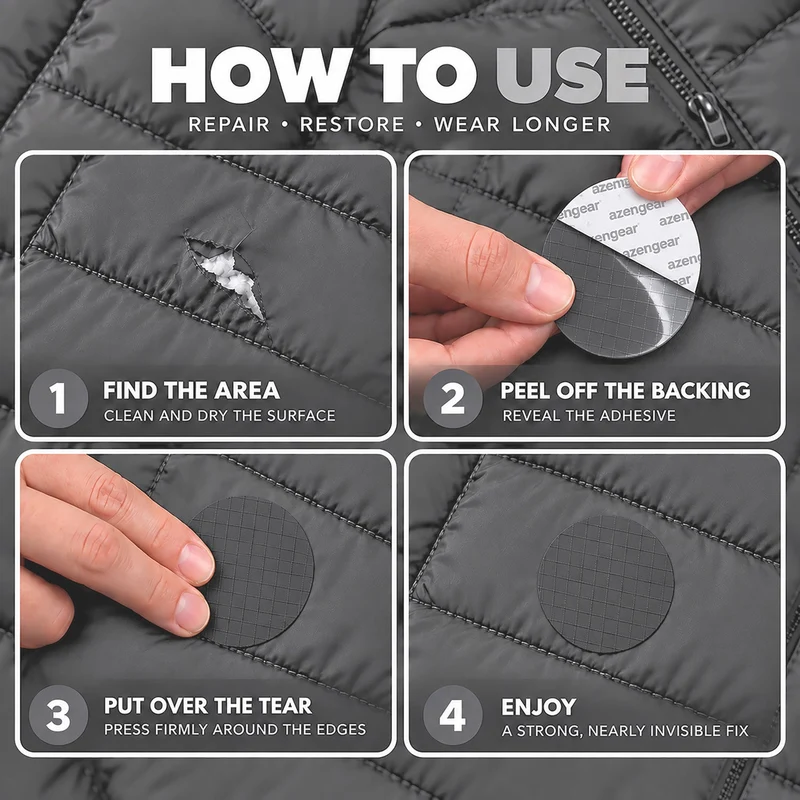 Self-Adhesive Puffer Jacket Repair Patches (30+ Colours)