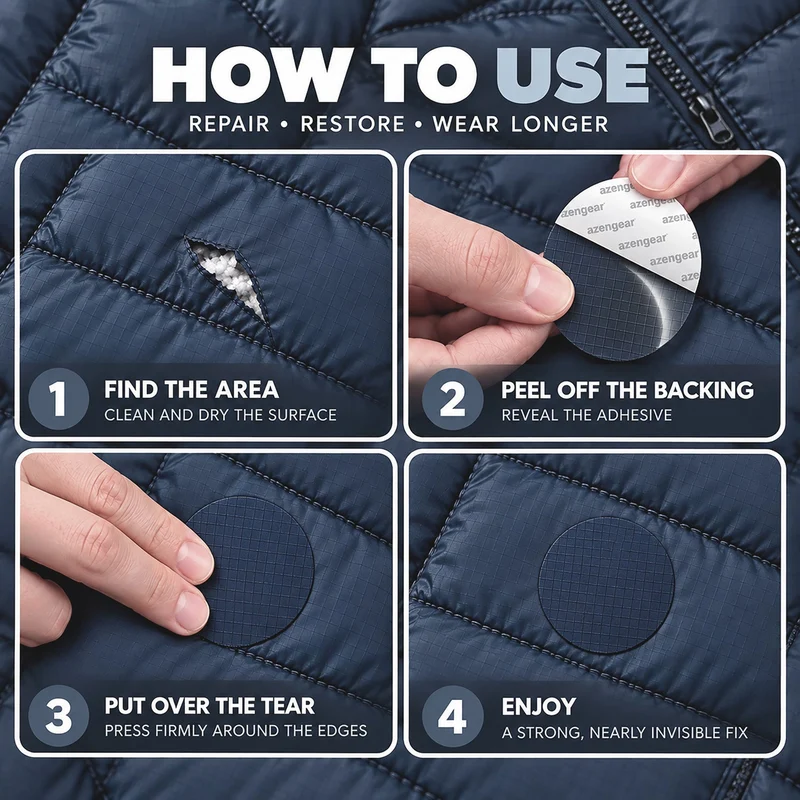 Self-Adhesive Puffer Jacket Repair Patches (30+ Colours)