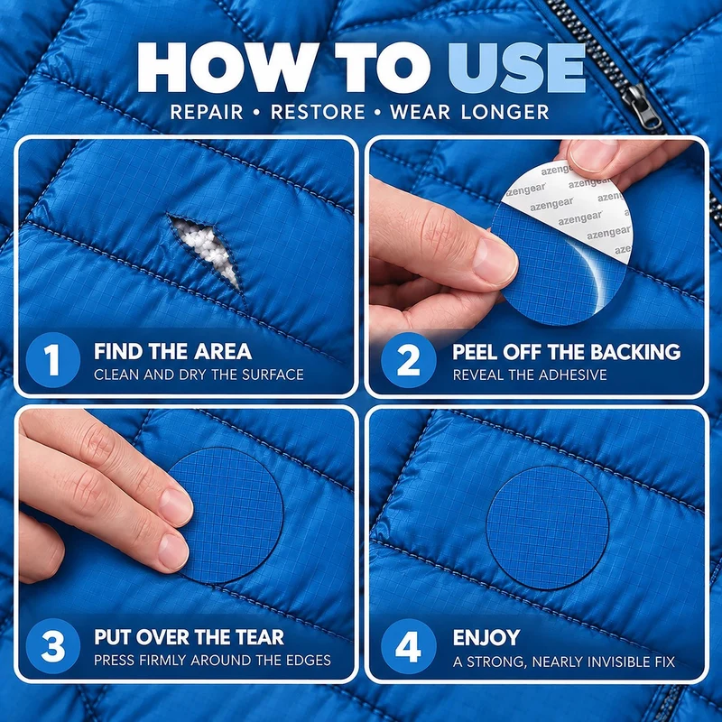 Self-Adhesive Puffer Jacket Repair Patches (30+ Colours)