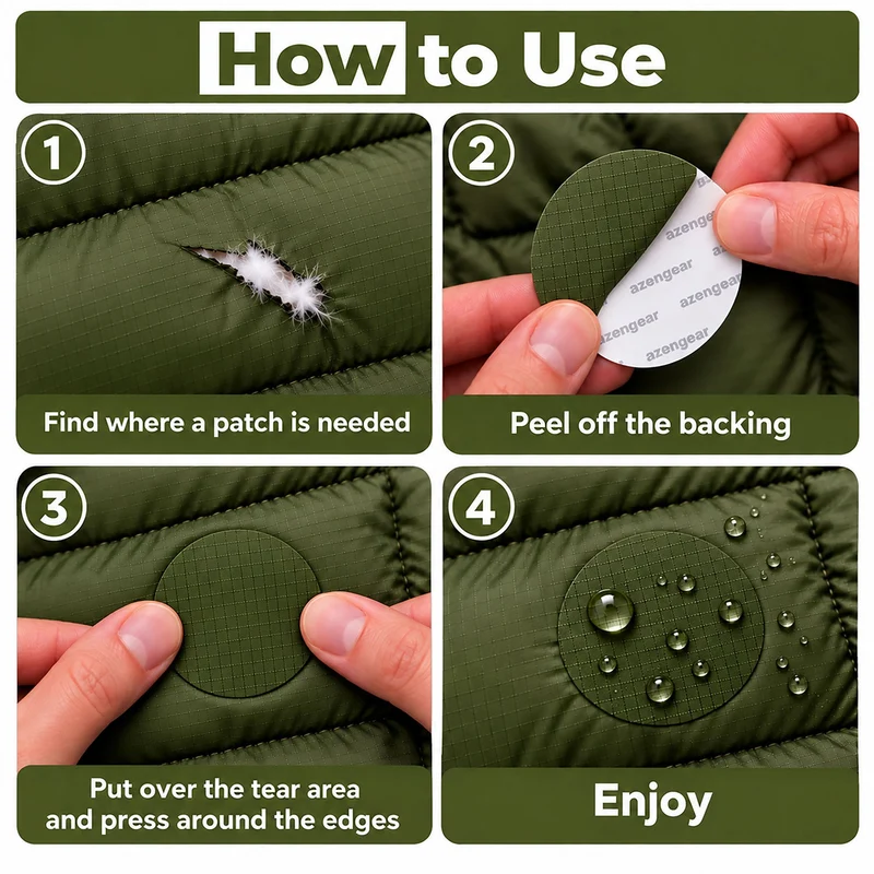 Self-Adhesive Puffer Jacket Repair Patches (30+ Colours)