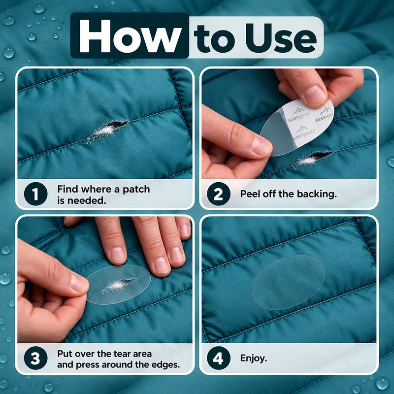 Self-Adhesive Puffer Jacket Repair Patches (30+ Colours)