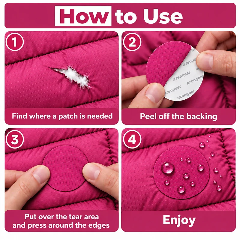 Self-Adhesive Puffer Jacket Repair Patches (30+ Colours)