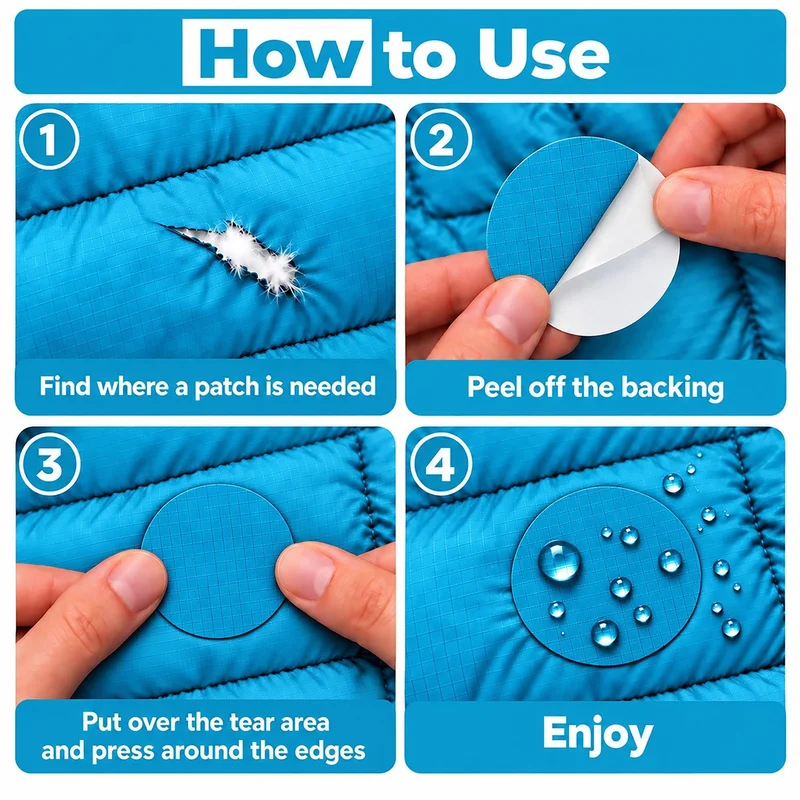 Self-Adhesive Puffer Jacket Repair Patches (30+ Colours)
